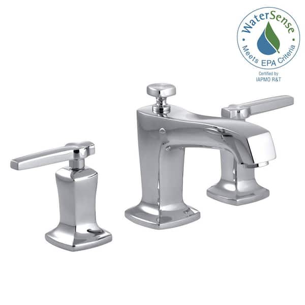 KOHLER Margaux 8 in. Widespread 2-Handle Low-Arc Water-Saving Bathroom Faucet with Lever Handles in Polished Chrome