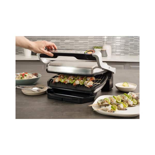 T-fal Optigrill 93 sq. in. Black Stainless Steel Non-Stick Indoor Grill  GC712D54 - The Home Depot