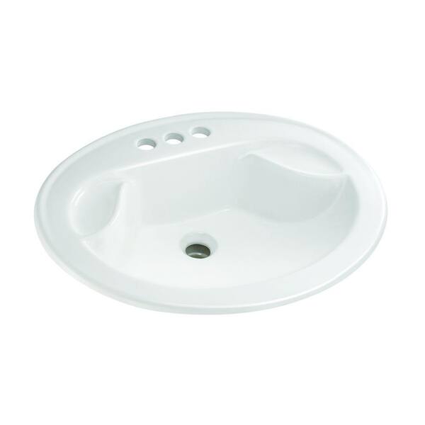 Glacier Bay Drop-In Bathroom Sink with Soap Dish in White
