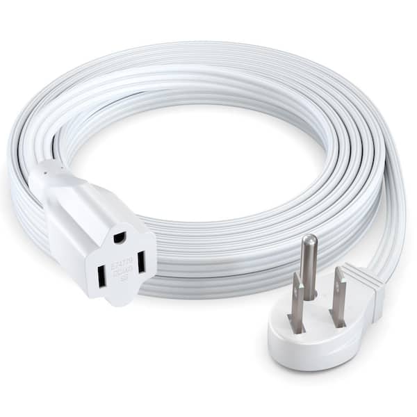 10 ft. 16/3 Light Duty Indoor Extension Cord Angled Flat Plug Flat Wire, 13Amps, White