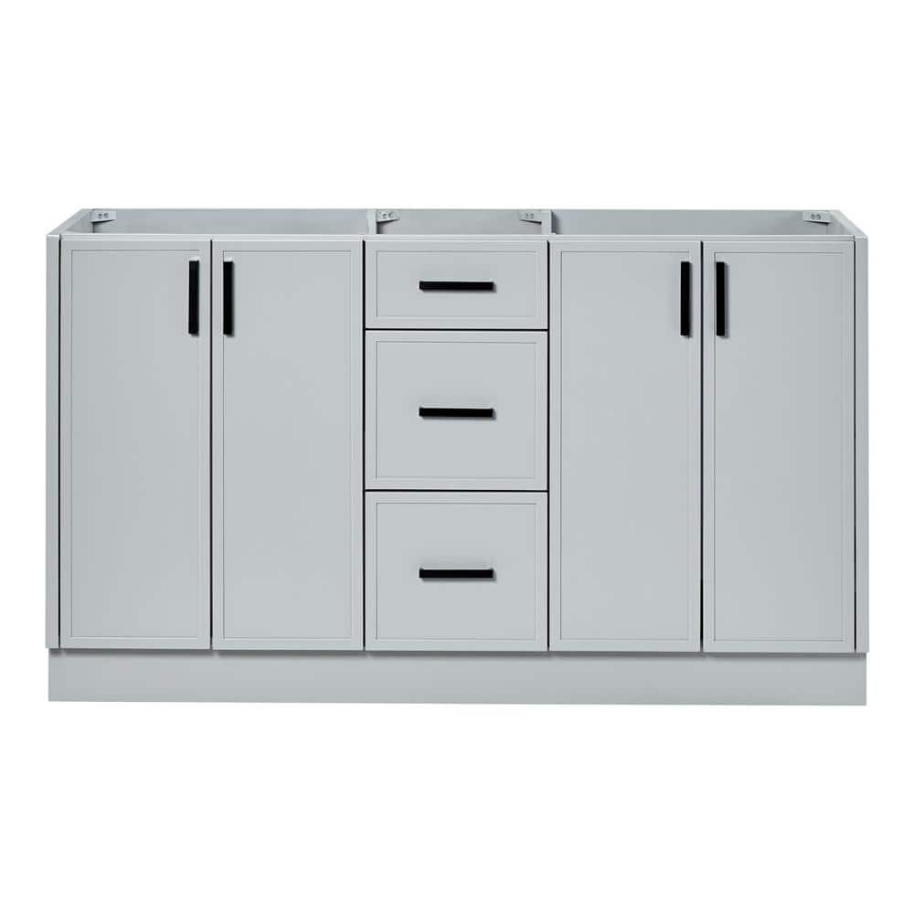 Kelly 60-inch Light Gray Wood Double Freestanding Vanity Cabinet