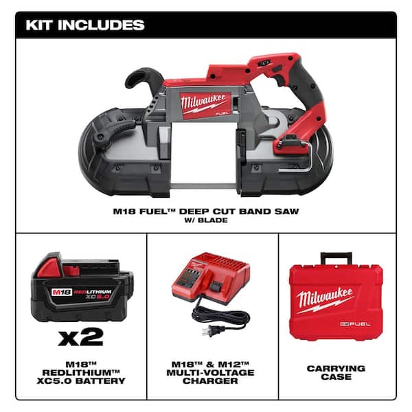 Milwaukee - M18 FUEL 18V Lithium-Ion Brushless Cordless Deep Cut Band Saw with Two 5.0Ah Batteries, Charger, Hard Case