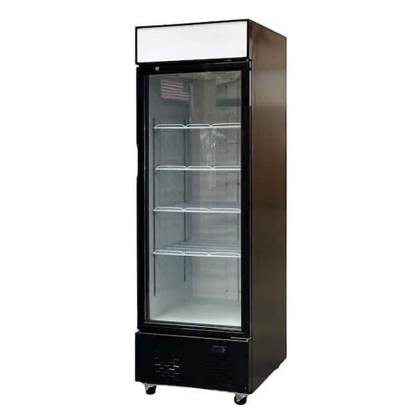 24in.W 20cu.ft Commercial Upright Fridge Display Refrigerator Glass Door Merchandiser with LED Lighting in Black