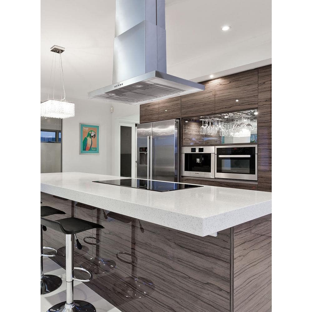 42" Stainless Steel Convertible Island Range Hood with LED Lights