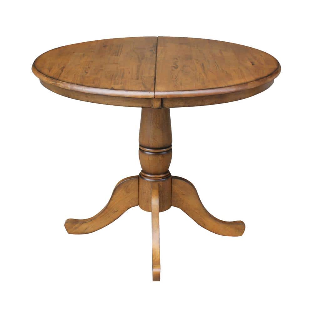Pecan Round Extendable Wood Counter Height Table