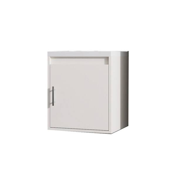 16 in. Wall-Mounted Khaki Bath Vanity with White Ceramic Top Unassembled
