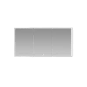 Edge Royale 60 in. W x 32 in. H Rectangular Silver Recessed/Surface Mount Medicine Cabinet with Mirror and LED Lighting