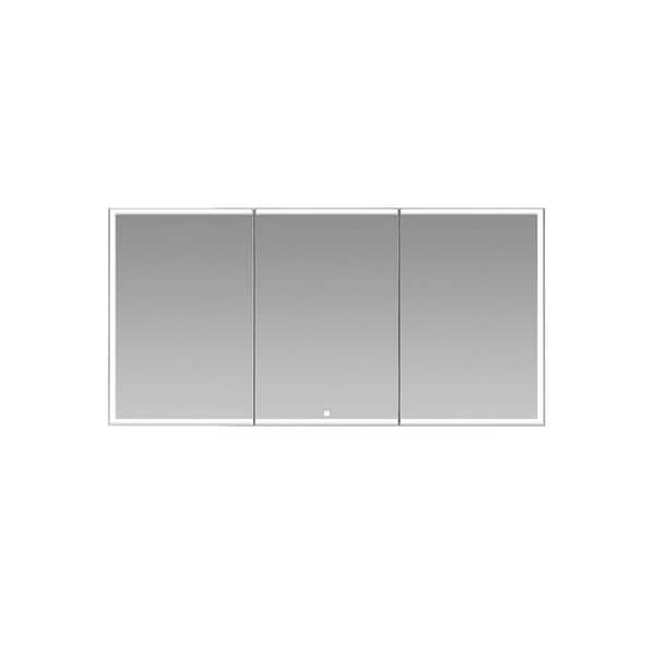 Aquadom Edge Royale 60 in. W x 32 in. H Rectangular Silver Recessed/Surface Mount Medicine Cabinet with Mirror and LED Lighting