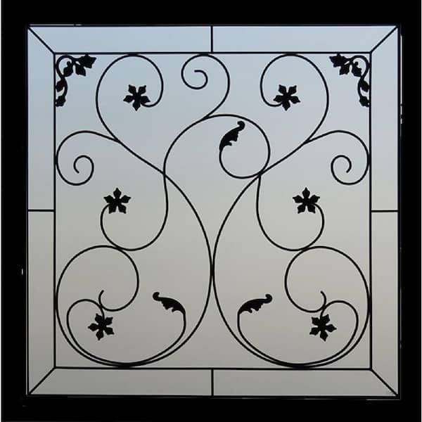47.5 in. x 47.5 in. Wrought Iron Decorative Glass Vinyl Replacement Window in Black