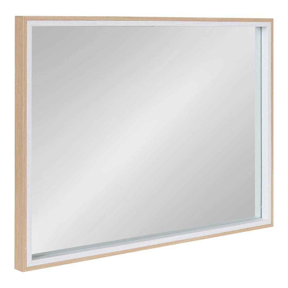 Gibson 18x24 White and Natural Wood Rectangular Wall Mirror
