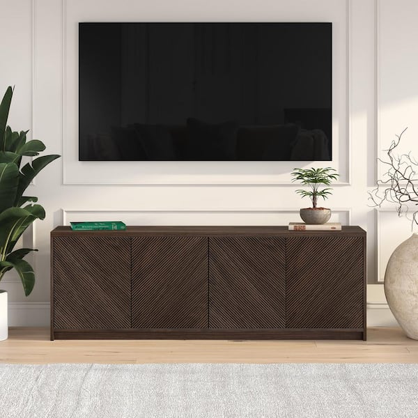 Renad 69.63 in. Alder Brown TV Stand Fits TV's up to 78 in.