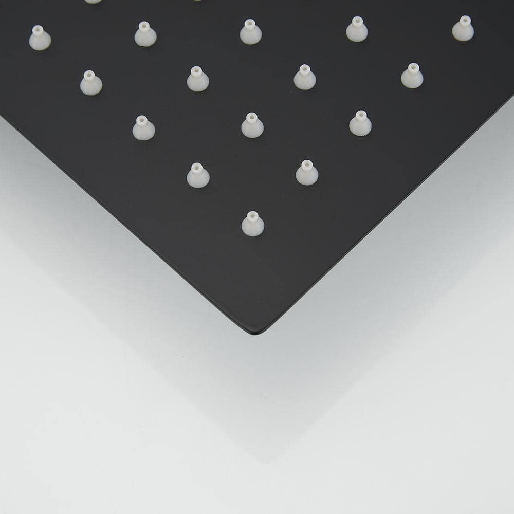 Matte Black Stainless Steel Square Rainfall Shower Faucet Set