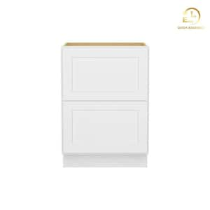 Easy-DIY 24 in. W x 24 in. D x 34.5 in. H Ready to Assemble Drawer Base Kitchen Cabinet in Shaker White with 2-Drawers