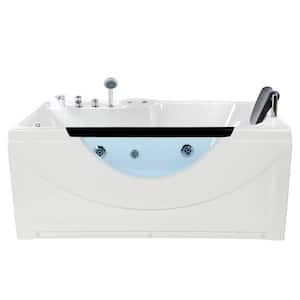 Lexi 59.50 in. Left Hand Drain Rectangular Alcove Whirlpool Bathtub in White