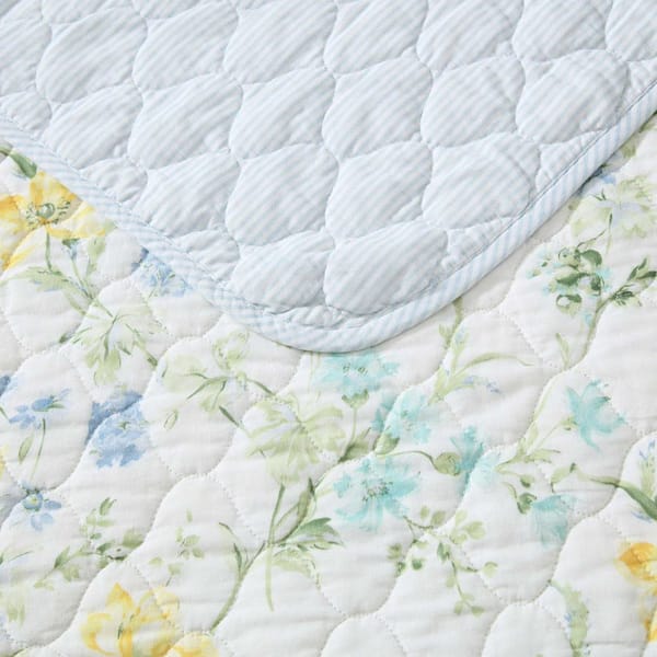 Laura Ashley Poppy Meadow 2-Piece Yellow/Aqua/Blue Cotton Twin