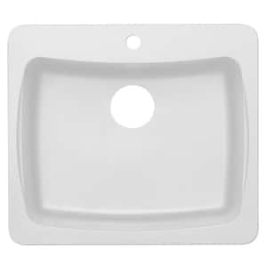 Astracast Drop-in Undermount Granite Composite 25 in. 1-Hole Single Bowl Sink in White