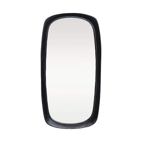 Storied Home 43 in. W x 22 in. H Mango Wood Matte Black Decorative Mirror