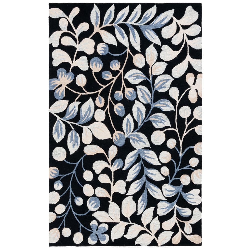 Jardin 5 ft. x 8 ft. Black/Ivory Leaf Swirls Area Rug price history on PriceWatchPro