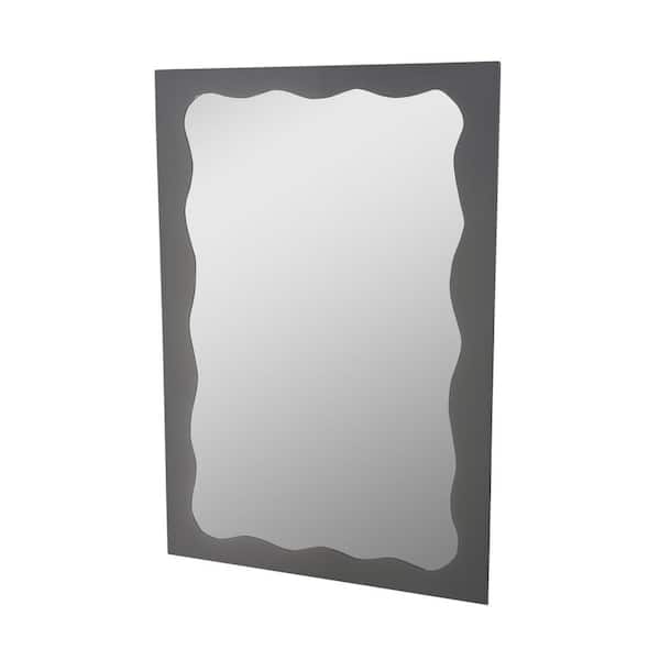 Abby 20.5 in. W x 28.5 in. H Rectangular Frameless Polished Wall Mount Bathroom Vanity Mirror in Grey