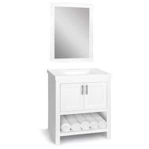 Spa 30 in. W x 18.75 in. D Bath Vanity in White with Cultured Marble Vanity Top in White with White Sink and Mirror