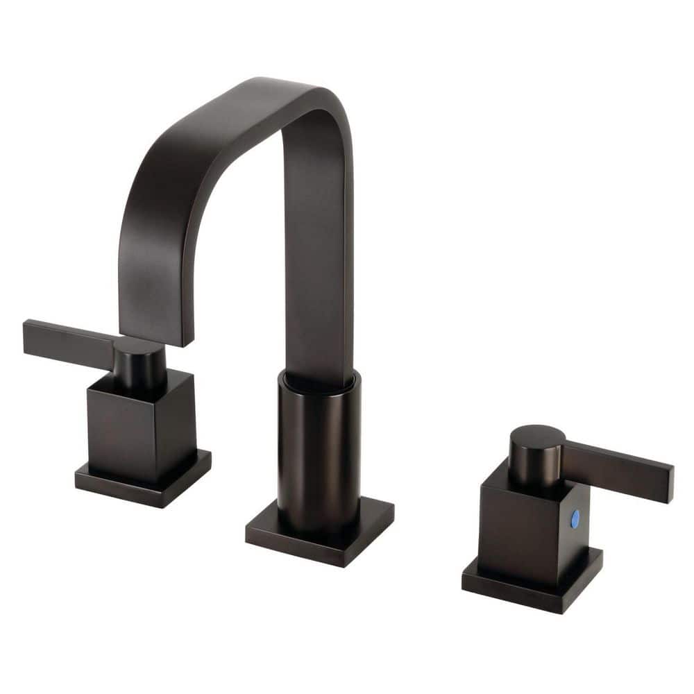 Kingston Brass Meridian 8 in. Widespread 2-Handle Bathroom Faucets with Plastic Pop-Up in Oil Rubbed Bronze -  HFSC8965NQL