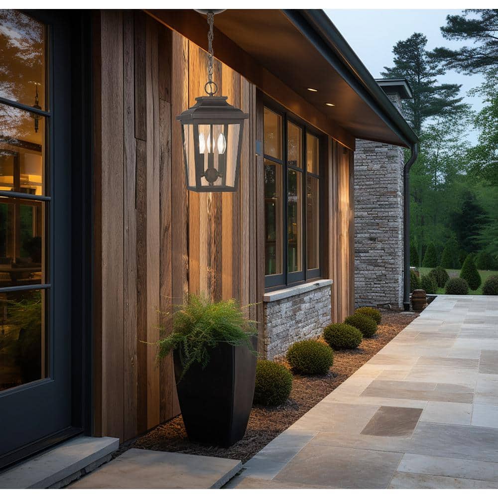 Chelesa Bronze 3-Light Outdoor Pendant with Clear Glass Shade