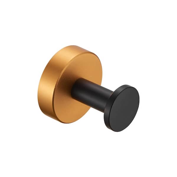 2 Pack Bathroom Knob Robe/Towel Hook in Thicken Space Aluminum in Golden Black