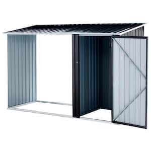 98 in. x 41 in. Anthracite Galvanized Steel Outdoor Firewood Storage Shed Firewood Rack Storage Shed Firewood Shelter