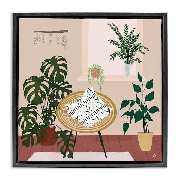 Stupell Industries Plant Filled Boho Space by Lydia Orange Black Floater Frame Home Graphic Art Print 25 in. x 25 in.
