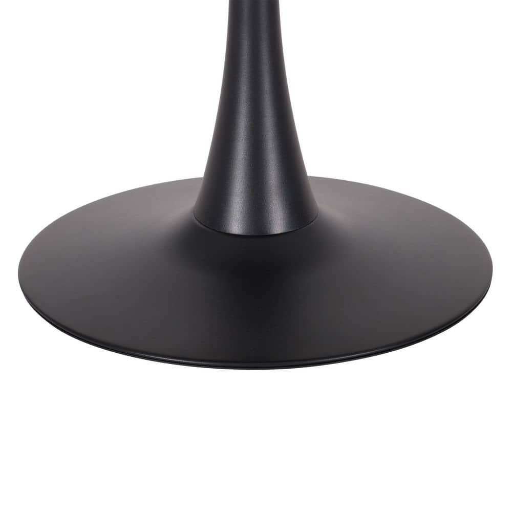 Contemporary Round Marble & Wood Bistro Dining Table