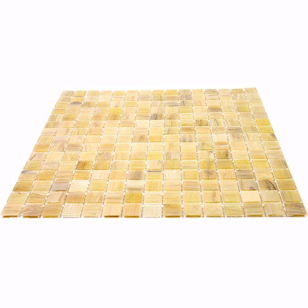 Celestial 12 in. x 12 in. Glossy Yellow Glass Mosaic Tile