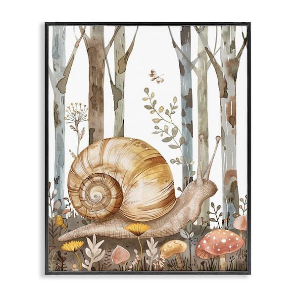 Stupell Industries Woodland Snail Nature by LSR Design Studio Black Framed Nature Giclee Art Print 14 in. x 11 in.