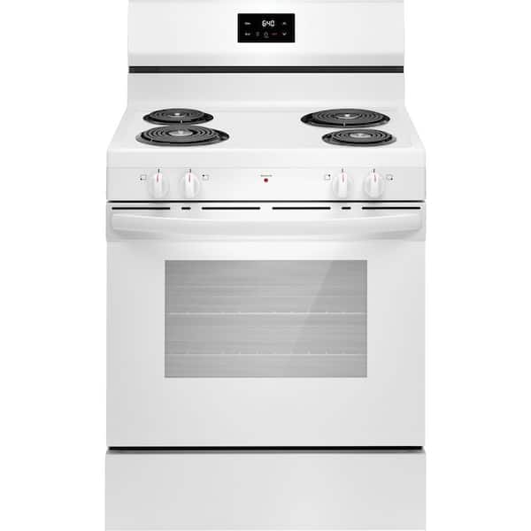 30 in. 4 Burner Free-Standing Electric Range in White with Even Baking Technology