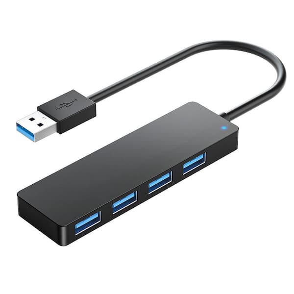 Lukyamzn USB 3.0 Hub Multiple Port Splitter Extender with Type C Power Port for Laptop PC Desktop 4-Port 5Gbps Transfer