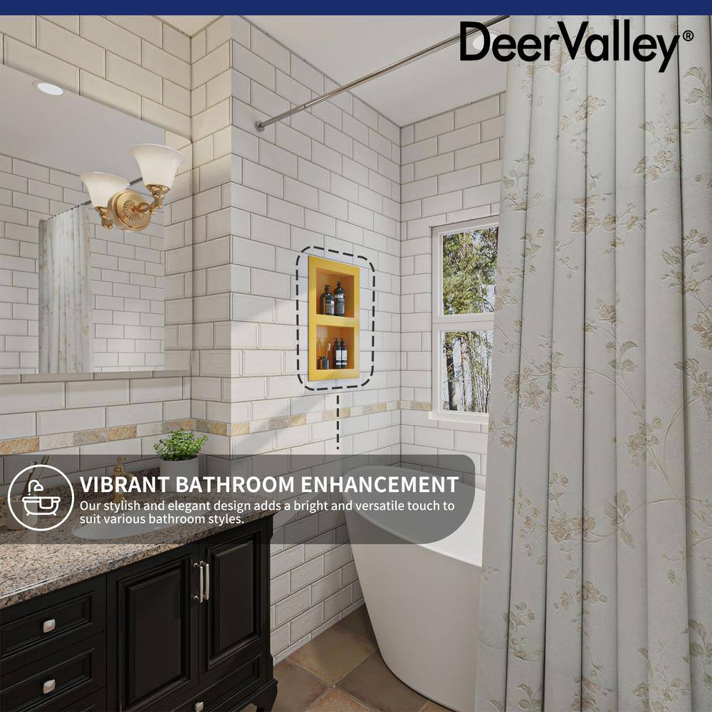 Yellow Stainless Steel Double Shelf Wall Niche for Shower