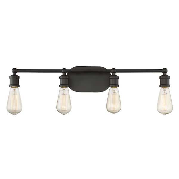 TUXEDO PARK LIGHTING 27 in. W x 4.5 in. H 4-Light Oil Rubbed Bronze Bathroom Vanity Light with Open Bulbs
