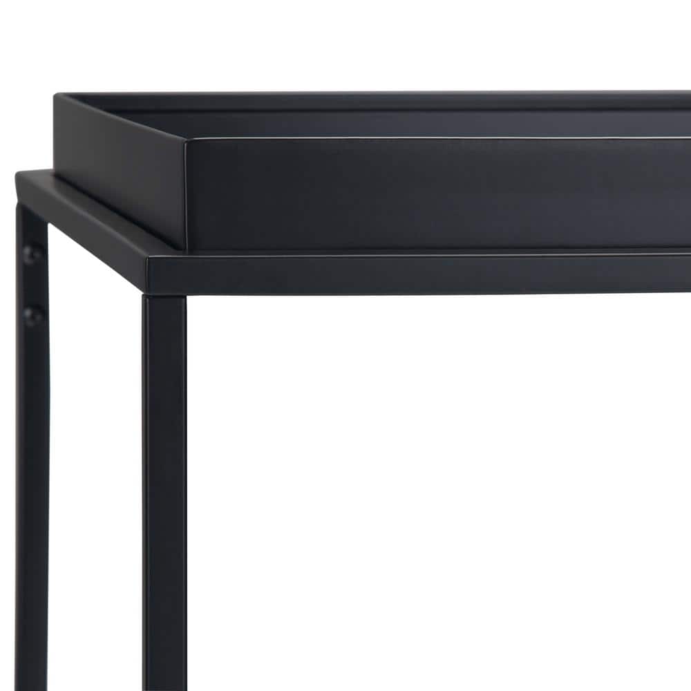 Garner Black Metal Tray Top Console Table with Storage