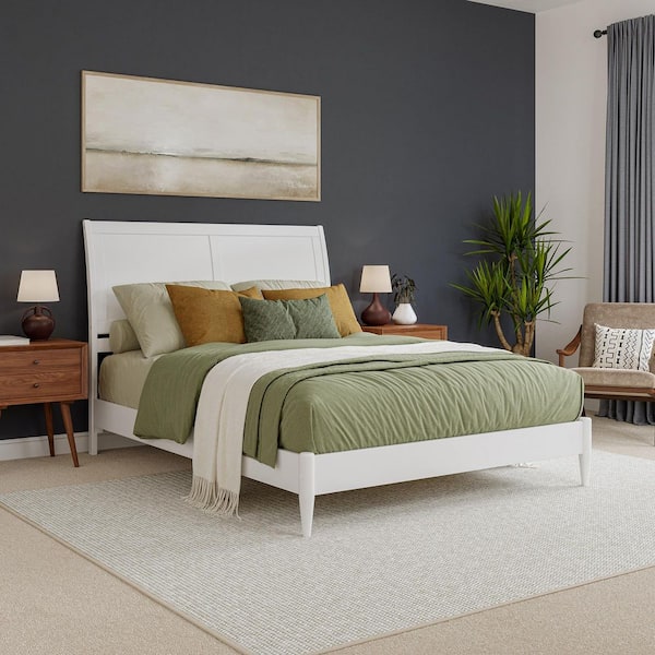 AFI Valencia White Solid Wood Frame Queen Low Profile Platform Bed