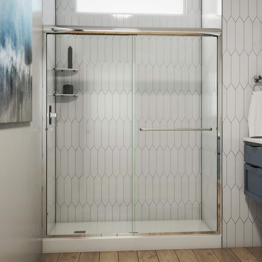 Alliance Pro 56'' Matte Black Semi-Frameless Sliding Shower Door