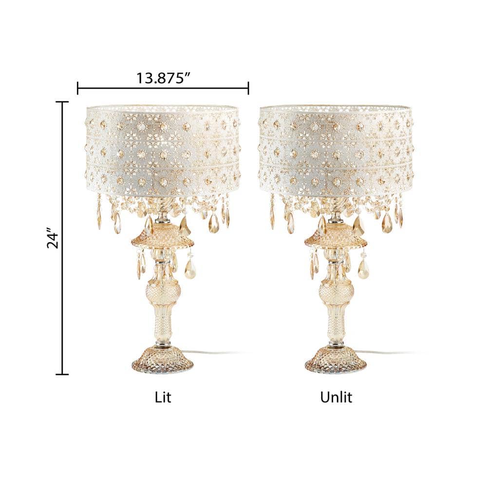 Tegan 24" Champagne Metal and Glass Table Lamp
