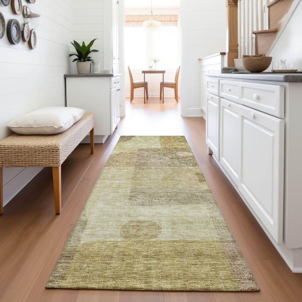 Mayfield Premium Machine Washable Abstract AMF1117 Beige 2 ft. 3 in. x 7 ft. 6 in. Runner Rug