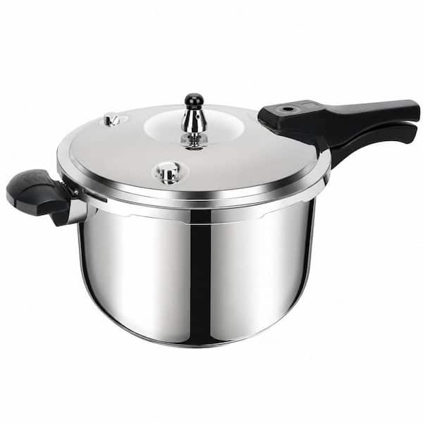 Silver 4.2 qt. Stainless Steel Pressure Cookers with Spring Valve Safeguard Devices Compatible with Gas Induction Cooker