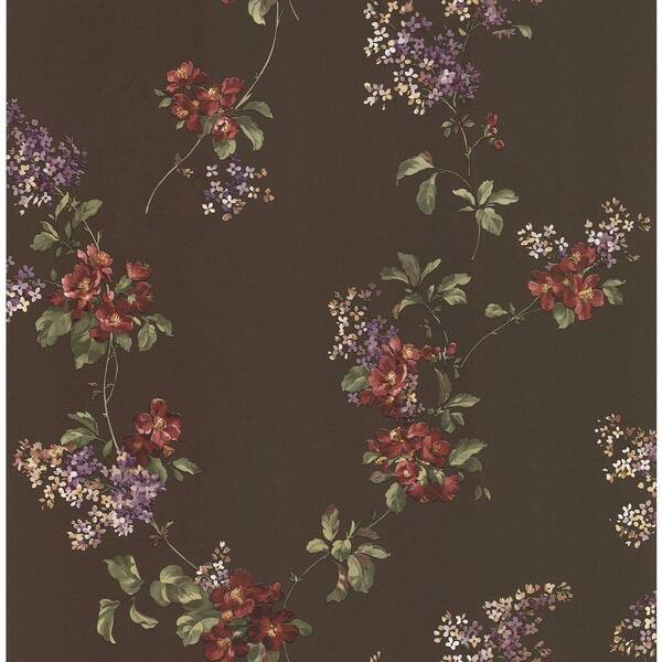 Brewster Madison Brown Floral Trail Wallpaper Sample