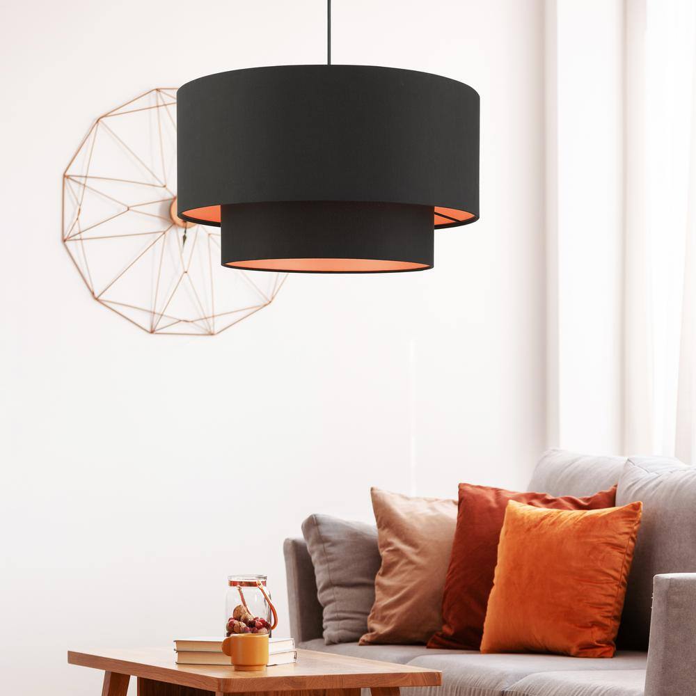 Sentosa Modern Black 3-Light Indoor/Outdoor Drum Pendant