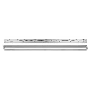 Kerdi-Line Brushed Stainless Steel 27-9/16 in. Curve Grate Assembly with 29/32 in. Frame