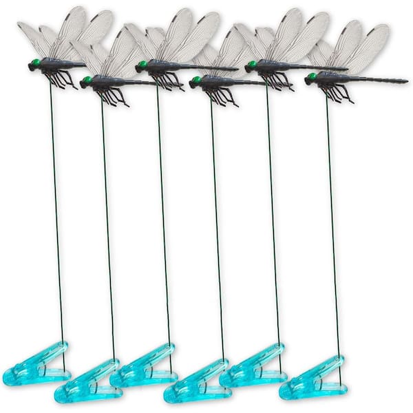 6-Pack 3D Realistic Dragonfly Clips-Black Dragon Fly Hat Clips and Garden Stakes for Indoor/Outdoor Decor
