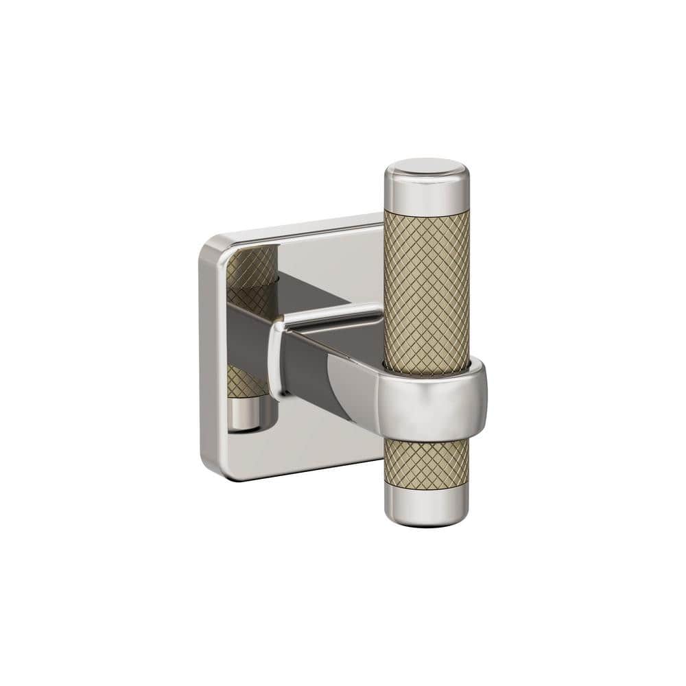 Polished Nickel and Golden Champagne Single Prong Robe Hook