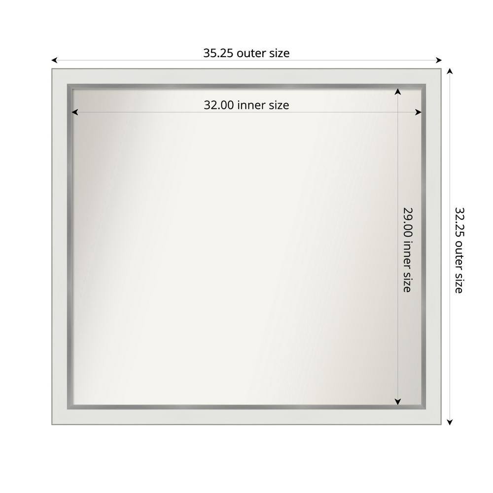 Medium Rectangle Satin White Silver Casual Mirror (32 in. H x 35 in. W) price history on PriceWatchPro