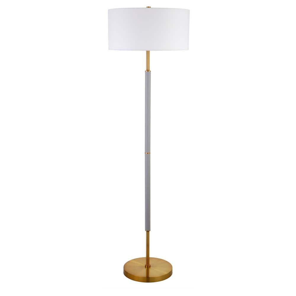 Meyer&Cross Simone 611/2 in. Gray and Brass 2Bulb Floor Lamp FL0529 The Home Depot
