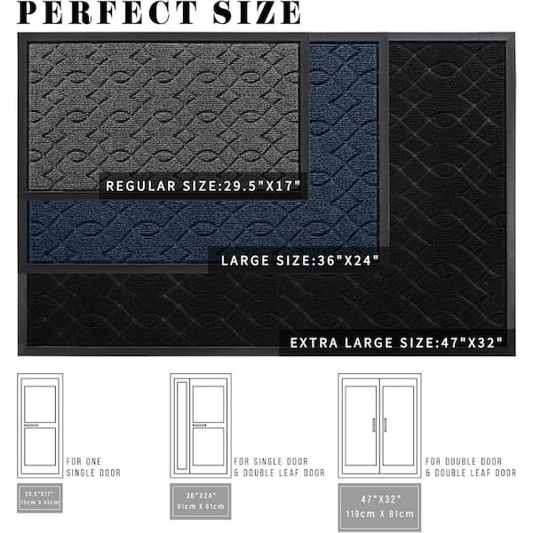 29.5 in. x 17 in. Indoor/Outdoor Small Front Door Mat-Heavy Duty All Weather Polyester in Black